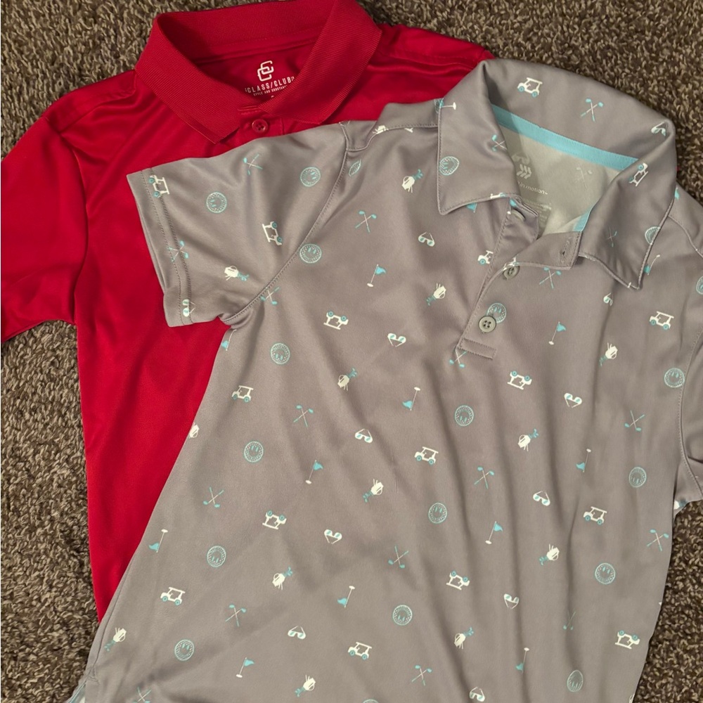 Kid’s Golfing Red and Gray Polo Set